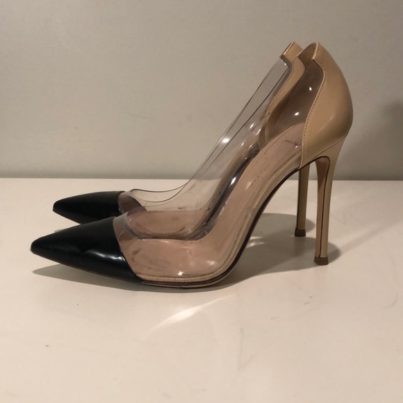 Gianvito Rossi Plexi Pump sz 37 Nude Black - Picture 2 of 5